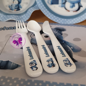 Kiddies lunch set - Baby Penguin Blue