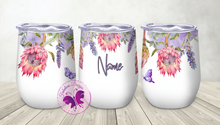 Load image into Gallery viewer, Personalized Wine Tumbler - Proteas &amp; butterflies
