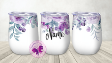 Load image into Gallery viewer, Personalized Wine Tumbler - Purple Watercolor Flowers
