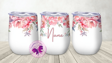 Load image into Gallery viewer, Personalized Wine Tumbler - Peachy Pink Floral
