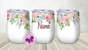 Personalized Wine Tumbler - Pink Rosy