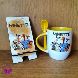 Personalized Spoon Mug & Cellphone Stand Set